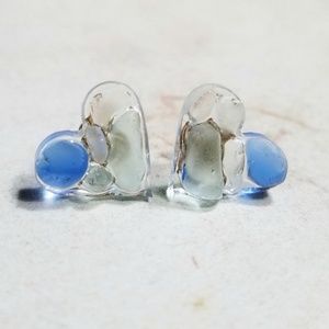 Beach Glass Heart Studs